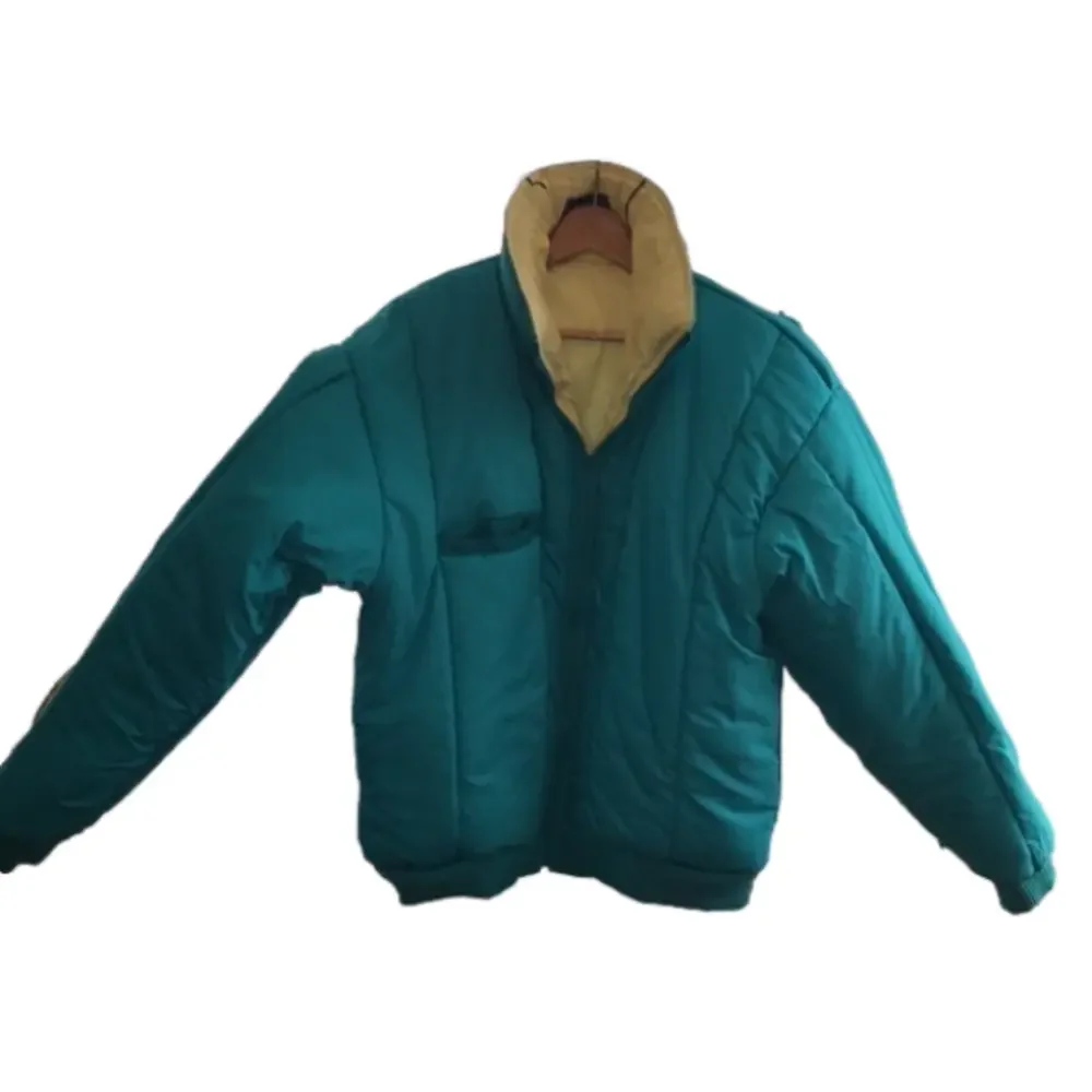 HORIZON Vintage Outerwear Reversible Turquoise Cream Black Puffer Ski Jacket—Lrg - Picture 12 of 16